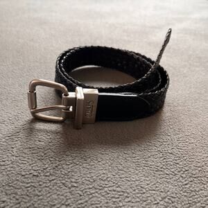 Chaps Reversible Belt Womens Medium 26-28 Black Brown Braided Leather Boho Waist